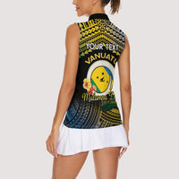 Personalised Malampa Day Women Sleeveless Polo Shirt Vanuatu Provinces Polynesian Pattern