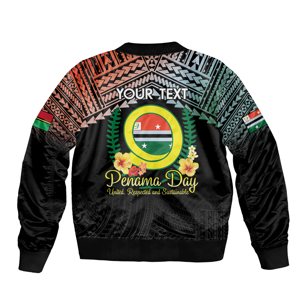 Personalised Penama Day Bomber Jacket Vanuatu Provinces Polynesian Pattern