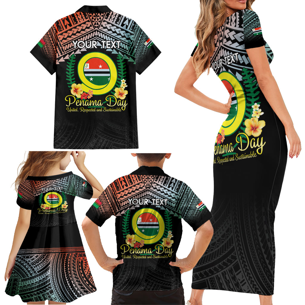 Personalised Penama Day Family Matching Short Sleeve Bodycon Dress and Hawaiian Shirt Vanuatu Provinces Polynesian Pattern