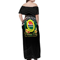 Personalised Penama Day Off Shoulder Maxi Dress Vanuatu Provinces Polynesian Pattern