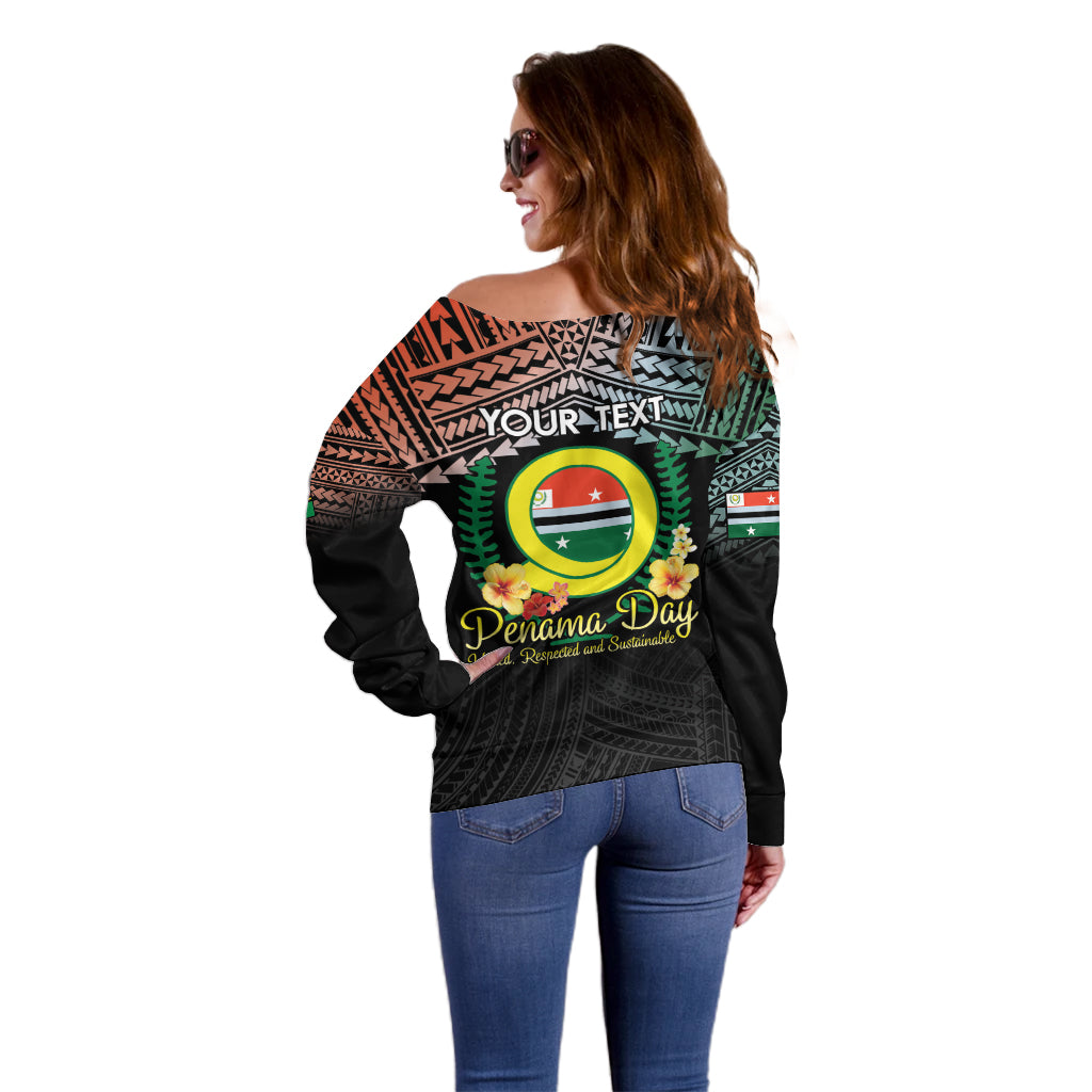 Personalised Penama Day Off Shoulder Sweater Vanuatu Provinces Polynesian Pattern