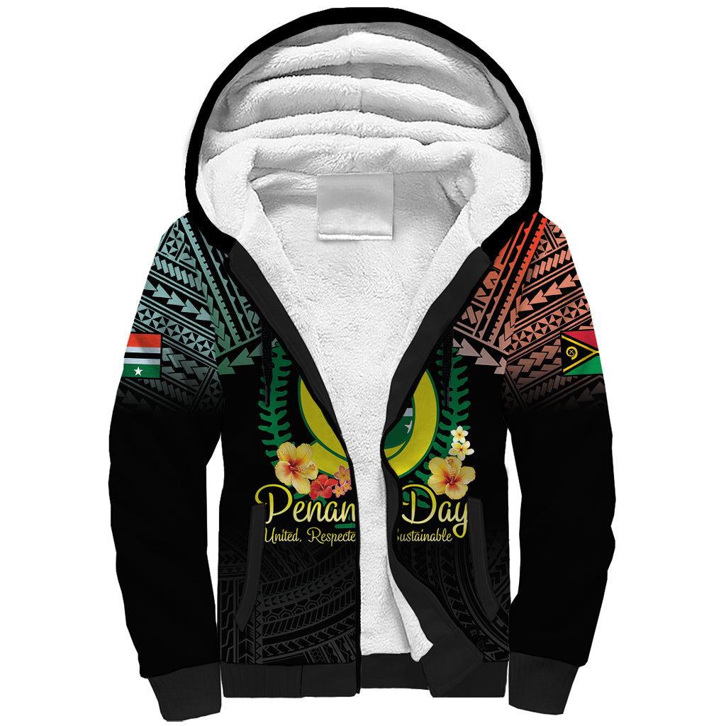 Personalised Penama Day Sherpa Hoodie Vanuatu Provinces Polynesian Pattern