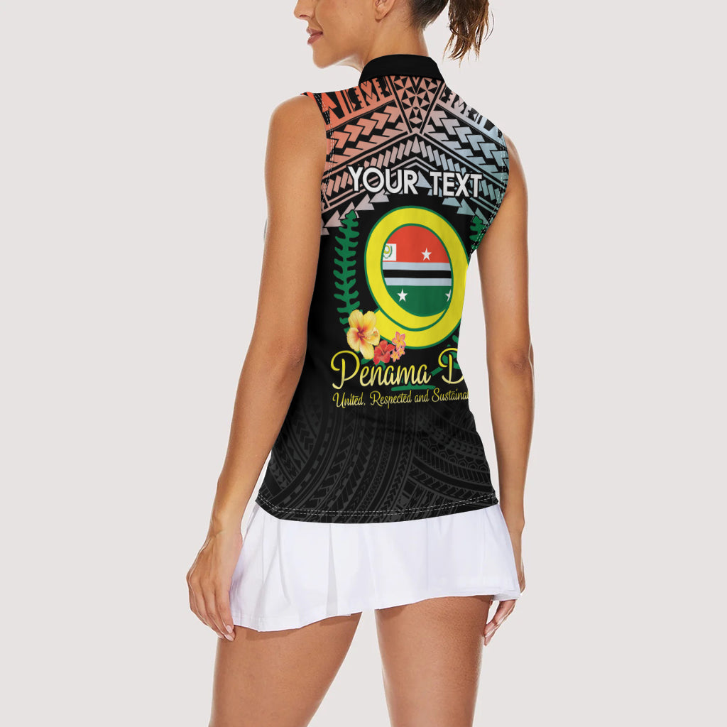 Personalised Penama Day Women Sleeveless Polo Shirt Vanuatu Provinces Polynesian Pattern