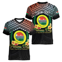 Personalised Penama Day Women V-Neck T-Shirt Vanuatu Provinces Polynesian Pattern