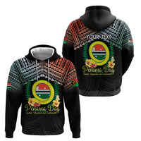Personalised Penama Day Zip Hoodie Vanuatu Provinces Polynesian Pattern