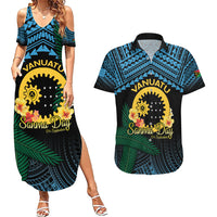 Personalised Sanma Day Couples Matching Summer Maxi Dress and Hawaiian Shirt Vanuatu Provinces Polynesian Pattern