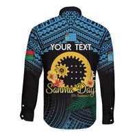 Personalised Sanma Day Long Sleeve Button Shirt Vanuatu Provinces Polynesian Pattern