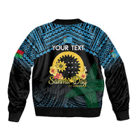 Personalised Sanma Day Sleeve Zip Bomber Jacket Vanuatu Provinces Polynesian Pattern
