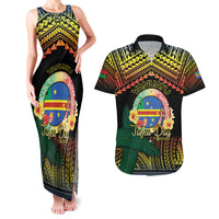 Personalised Tafea Day Couples Matching Tank Maxi Dress and Hawaiian Shirt Vanuatu Provinces Polynesian Pattern