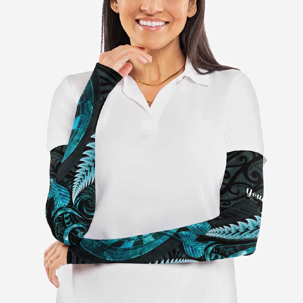 Personalised New Zealand Darts Arm Sleeves Happiness Is A Tight Threesome Maori Paua Shell - Polynesian Pride