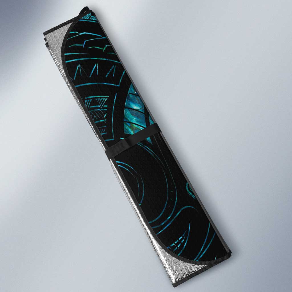 Personalised New Zealand Darts Auto Sun Shade Happiness Is A Tight Threesome Maori Paua Shell - Polynesian Pride