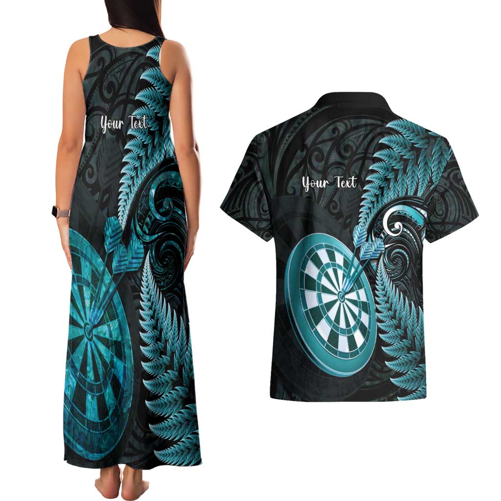 Personalised New Zealand Darts Couples Matching Tank Maxi Dress and Hawaiian Shirt Happiness Is A Tight Threesome Maori Paua Shell LT14 - Polynesian Pride