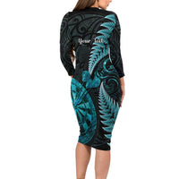 Personalised New Zealand Darts Family Matching Long Sleeve Bodycon Dress and Hawaiian Shirt Happiness Is A Tight Threesome Maori Paua Shell LT14 - Polynesian Pride