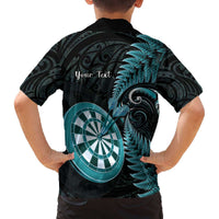 Personalised New Zealand Darts Family Matching Off The Shoulder Long Sleeve Dress and Hawaiian Shirt Happiness Is A Tight Threesome Maori Paua Shell LT14 - Polynesian Pride