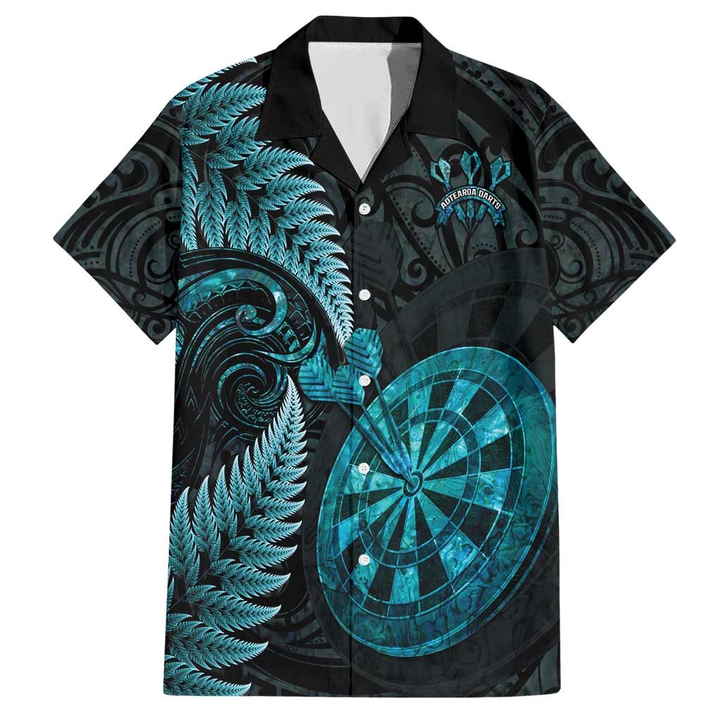 Personalised New Zealand Darts Family Matching Short Sleeve Bodycon Dress and Hawaiian Shirt Happiness Is A Tight Threesome Maori Paua Shell LT14 Dad's Shirt - Short Sleeve Turquoise - Polynesian Pride