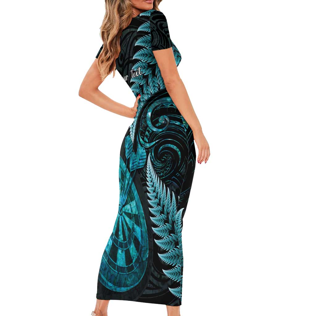 Personalised New Zealand Darts Family Matching Short Sleeve Bodycon Dress and Hawaiian Shirt Happiness Is A Tight Threesome Maori Paua Shell LT14 - Polynesian Pride