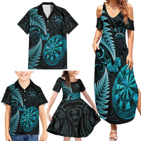 Personalised New Zealand Darts Family Matching Summer Maxi Dress and Hawaiian Shirt Happiness Is A Tight Threesome Maori Paua Shell LT14 - Polynesian Pride