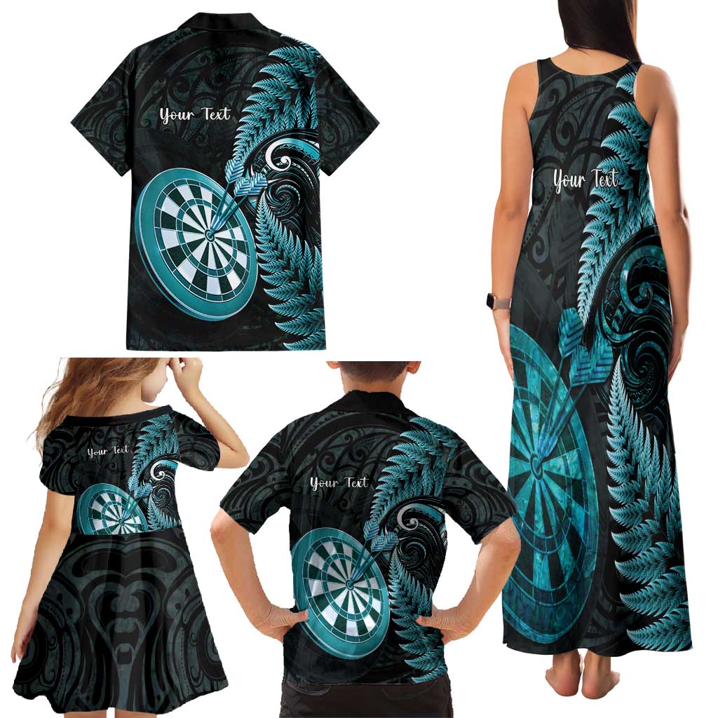 Personalised New Zealand Darts Family Matching Tank Maxi Dress and Hawaiian Shirt Happiness Is A Tight Threesome Maori Paua Shell LT14 - Polynesian Pride