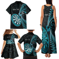 Personalised New Zealand Darts Family Matching Tank Maxi Dress and Hawaiian Shirt Happiness Is A Tight Threesome Maori Paua Shell LT14 - Polynesian Pride