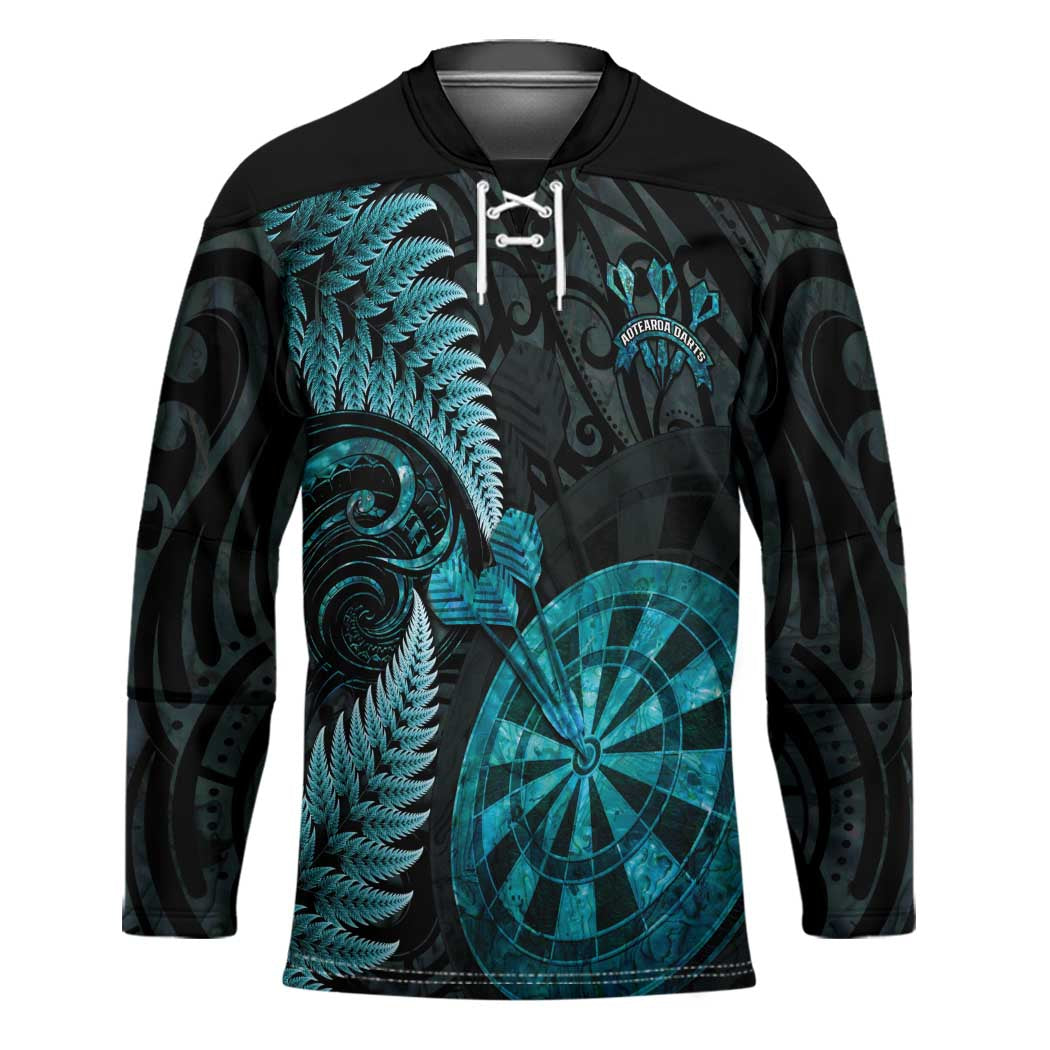 Personalised New Zealand Darts Hockey Jersey Happiness Is A Tight Threesome Maori Paua Shell - Polynesian Pride
