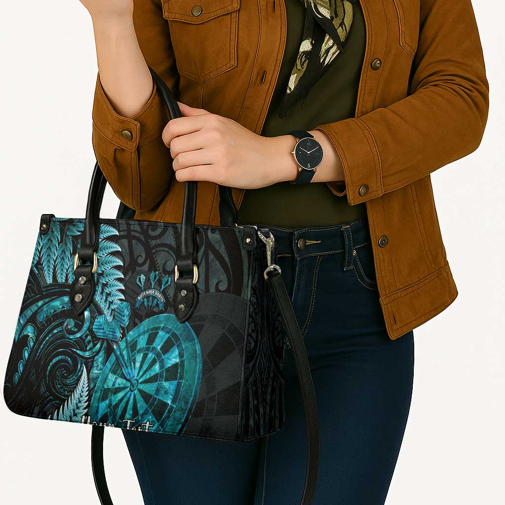 Personalised New Zealand Darts Leather Bag Happiness Is A Tight Threesome Maori Paua Shell - Polynesian Pride