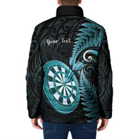 Personalised New Zealand Darts Padded Jacket Happiness Is A Tight Threesome Maori Paua Shell - Polynesian Pride