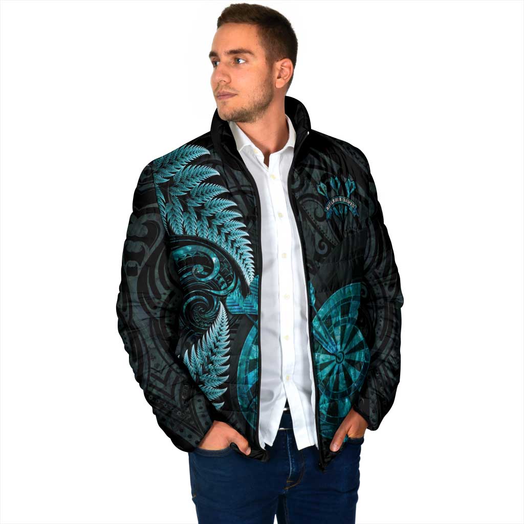 Personalised New Zealand Darts Padded Jacket Happiness Is A Tight Threesome Maori Paua Shell - Polynesian Pride