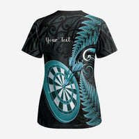 Personalised New Zealand Darts Scrub Top Happiness Is A Tight Threesome Maori Paua Shell - Polynesian Pride