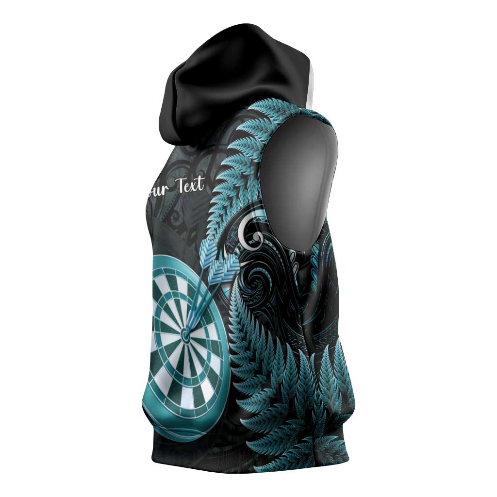 Personalised New Zealand Darts Sleeveless Hoodie Happiness Is A Tight Threesome Maori Paua Shell - Polynesian Pride