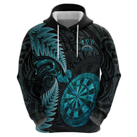 Personalised New Zealand Darts Zip Hoodie Happiness Is A Tight Threesome Maori Paua Shell