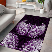New Zealand Ta Moko Area Rug Aotearoa Maori Chest Tattoo Purple