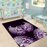 New Zealand Ta Moko Area Rug Aotearoa Maori Chest Tattoo Purple