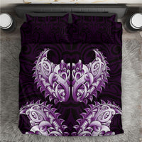 New Zealand Ta Moko Bedding Set Aotearoa Maori Chest Tattoo Purple