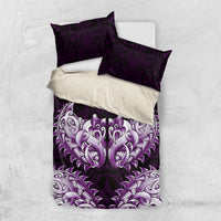 New Zealand Ta Moko Bedding Set Aotearoa Maori Chest Tattoo Purple
