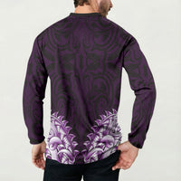 New Zealand Ta Moko Button Sweatshirt Aotearoa Maori Chest Tattoo Purple