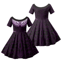 New Zealand Ta Moko Family Matching Mermaid Dress and Hawaiian Shirt Aotearoa Maori Chest Tattoo Purple