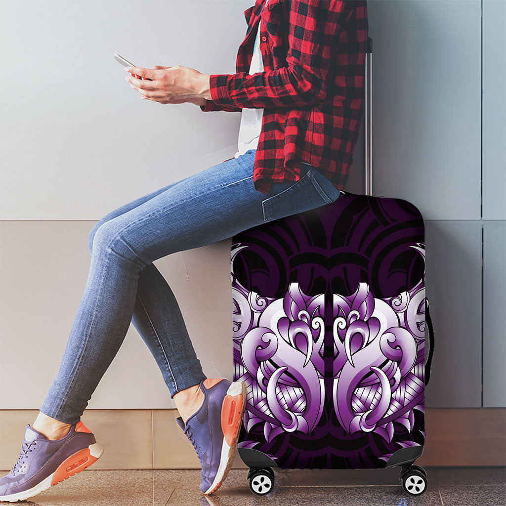 New Zealand Ta Moko Luggage Cover Aotearoa Maori Chest Tattoo Purple