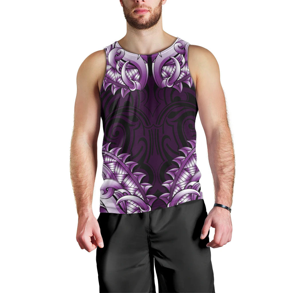 New Zealand Ta Moko Men Tank Top Aotearoa Maori Chest Tattoo Purple