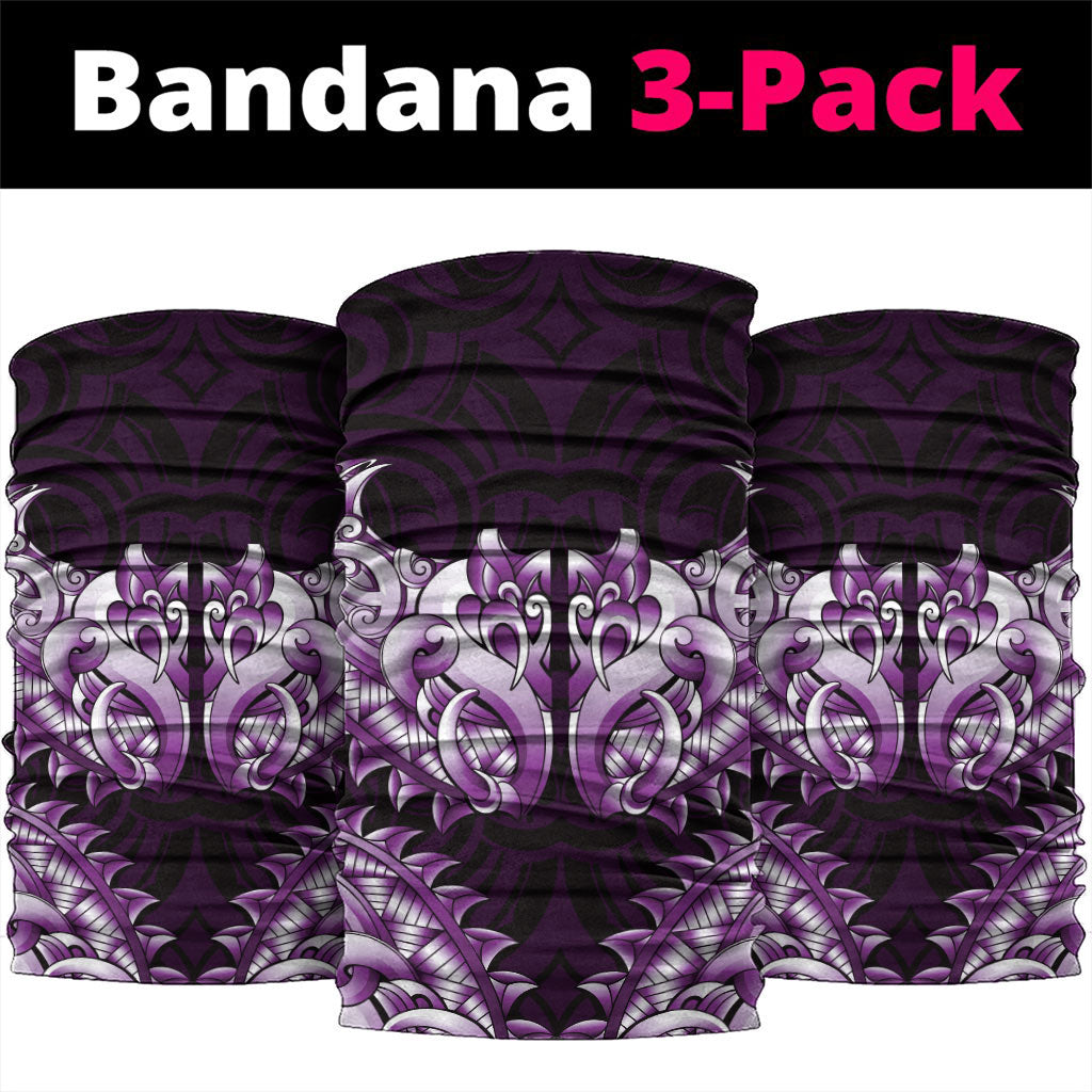 New Zealand Ta Moko Neck Gaiter Aotearoa Maori Chest Tattoo Purple