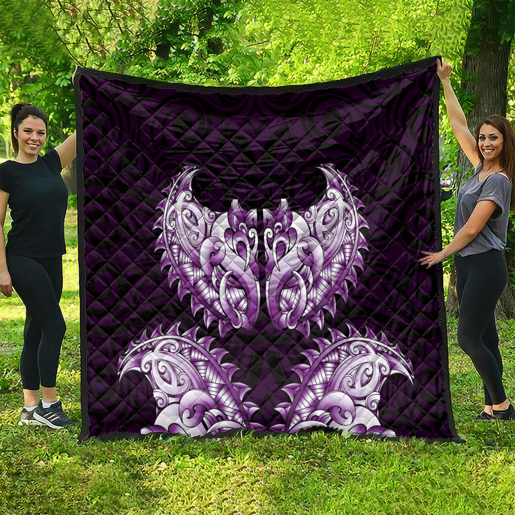 New Zealand Ta Moko Quilt Aotearoa Maori Chest Tattoo Purple
