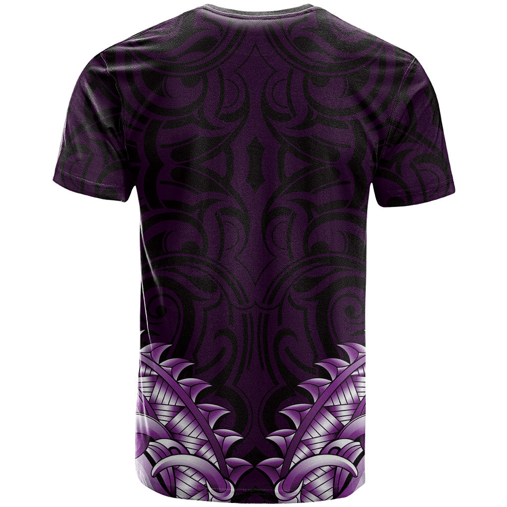 New Zealand Ta Moko T Shirt Aotearoa Maori Chest Tattoo Purple