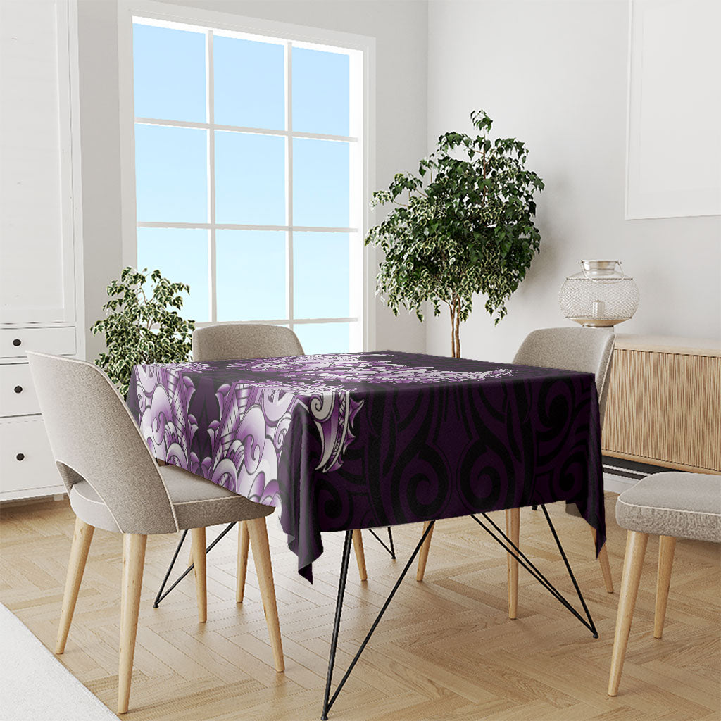 New Zealand Ta Moko Tablecloth Aotearoa Maori Chest Tattoo Purple