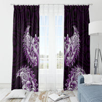 New Zealand Ta Moko Window Curtain Aotearoa Maori Chest Tattoo Purple