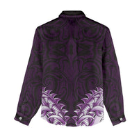 New Zealand Ta Moko Women Casual Shirt Aotearoa Maori Chest Tattoo Purple