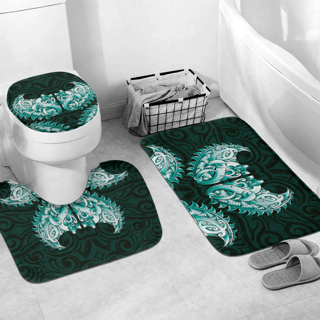 New Zealand Ta Moko Bathroom Set Aotearoa Maori Chest Tattoo Turquoise