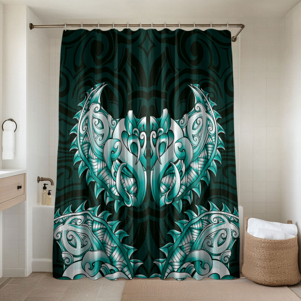 New Zealand Ta Moko Bathroom Set Aotearoa Maori Chest Tattoo Turquoise