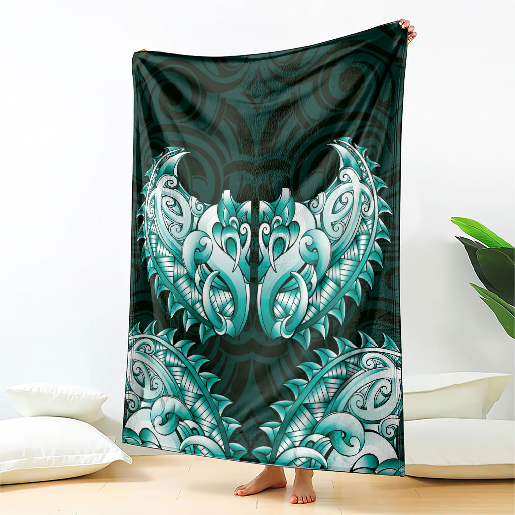 New Zealand Ta Moko Blanket Aotearoa Maori Chest Tattoo Turquoise
