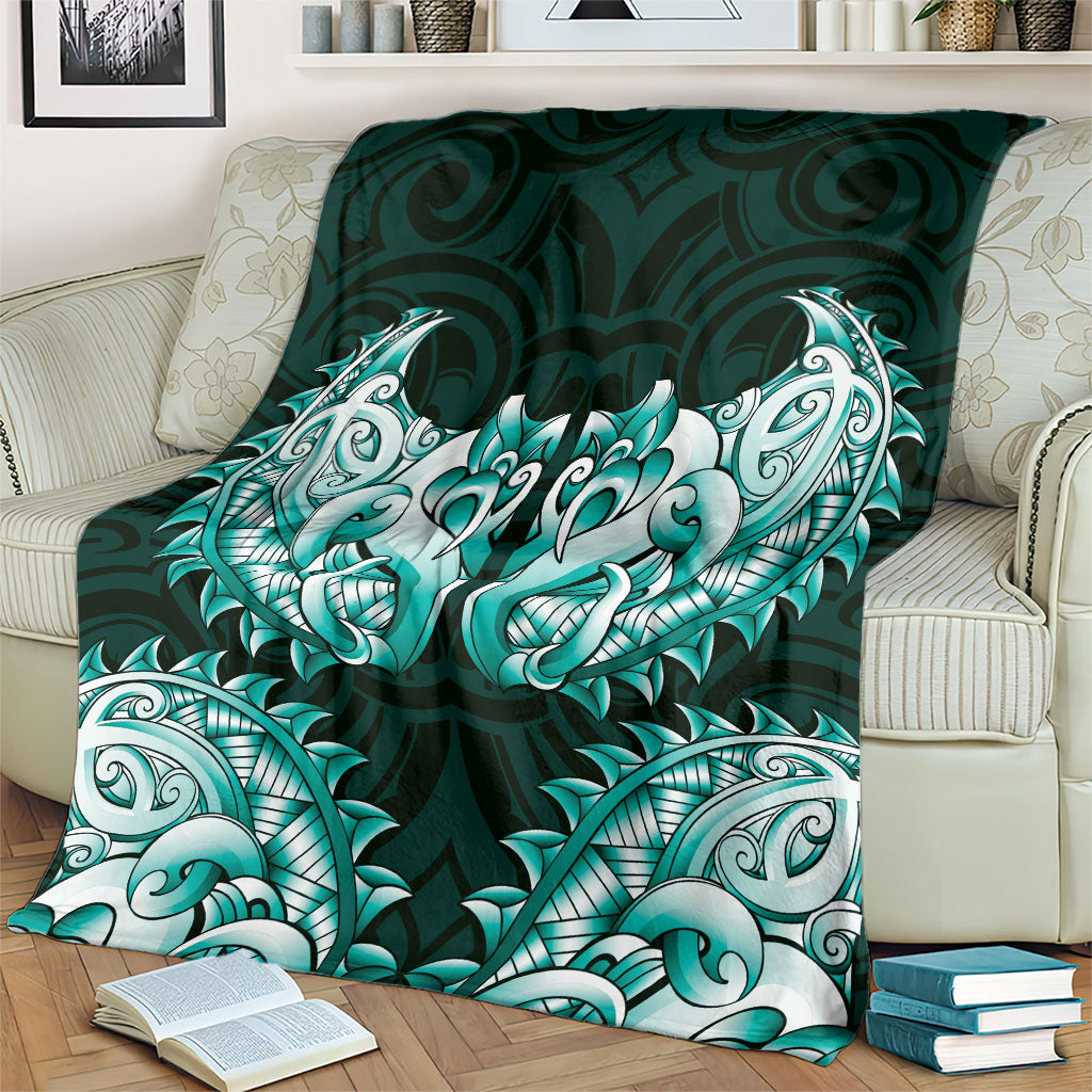 New Zealand Ta Moko Blanket Aotearoa Maori Chest Tattoo Turquoise