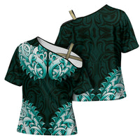 New Zealand Ta Moko Cross Shoulder Shirt Aotearoa Maori Chest Tattoo Turquoise