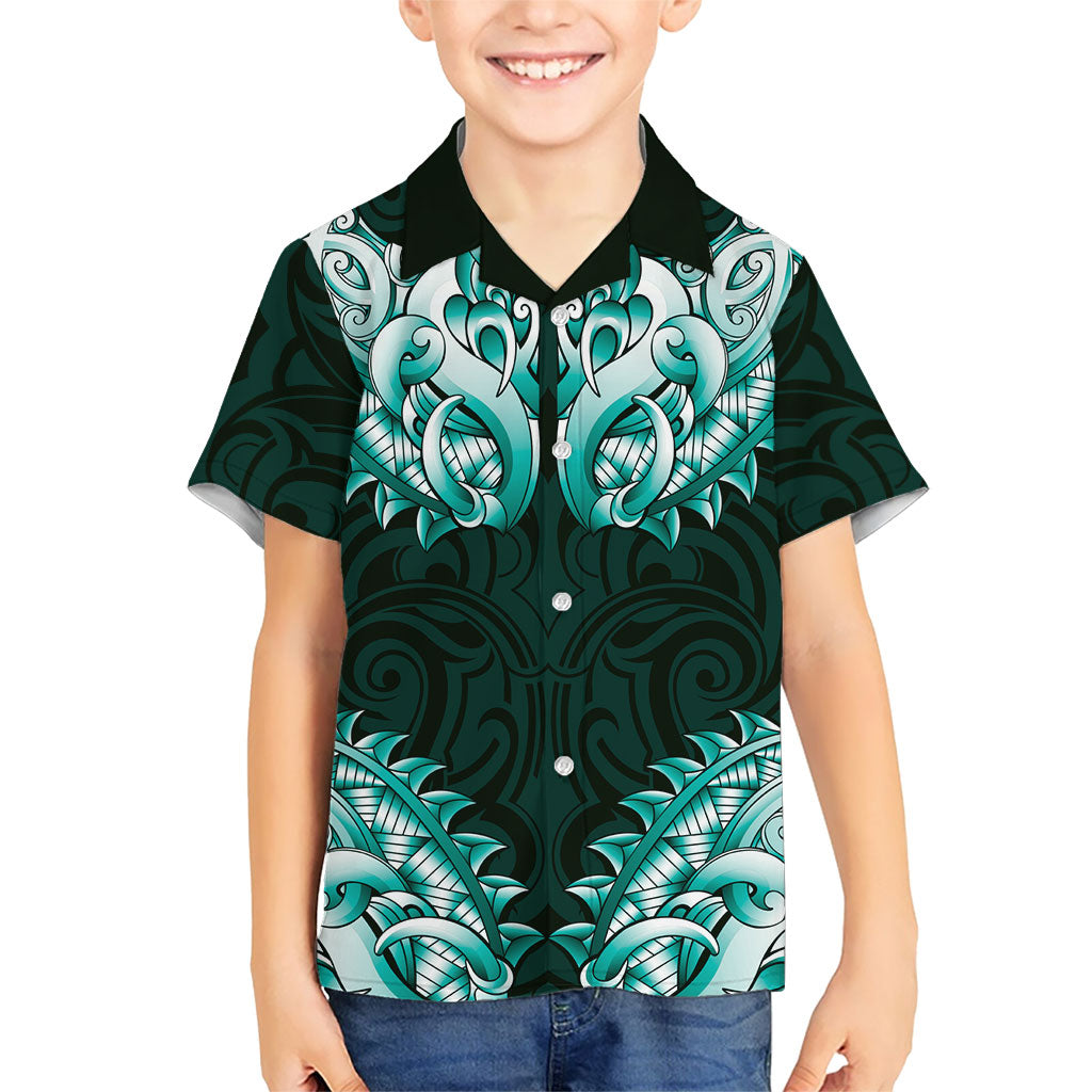 New Zealand Ta Moko Hawaiian Shirt Aotearoa Maori Chest Tattoo Turquoise